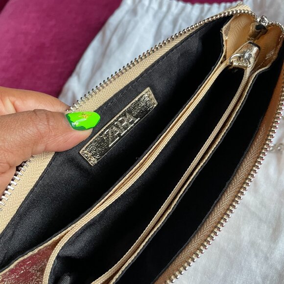 ZARA Metallic Gold Studded Crossbody Clutch - Picture 7 of 8